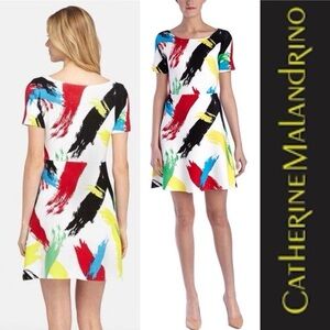 Catherine Malandrino Rhonda Knit Vibrant Brushstroke Mini Dress Small NWT